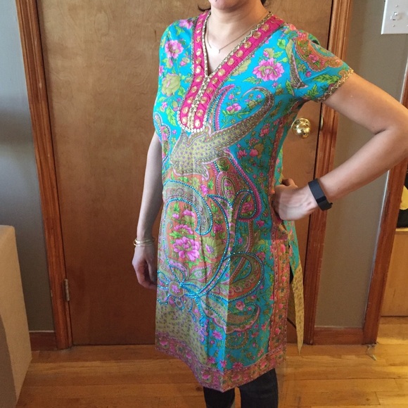Cotton Paisley Indian Dress - Picture 4 of 4
