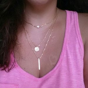 NEW gold tone 3 layer necklace