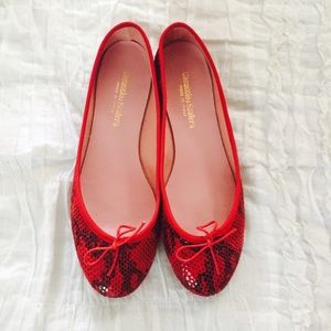 ITALIAN red snakeskin flats