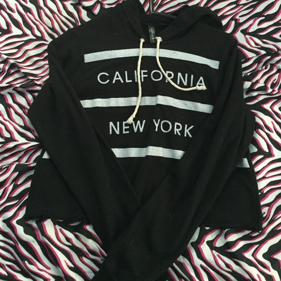 Black Hoodie California New York Crop White ❌SALE❌