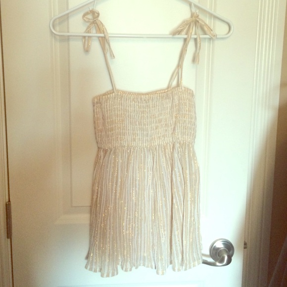 Sparkly gold scrunch babydoll top