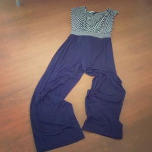 Blue and white stripes jumpsuit