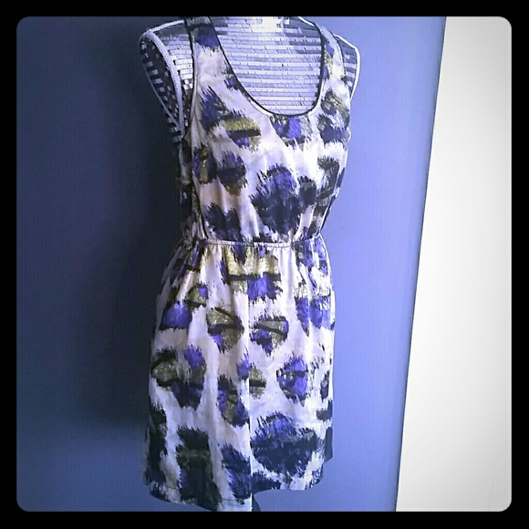 Abstract Print Dress with Open Back