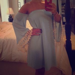 Baby Blue Off Shoulder Dress