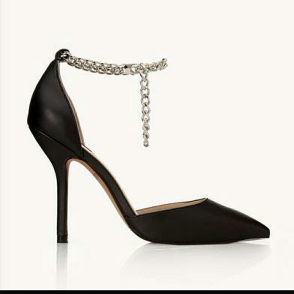 Black heels with chain strap