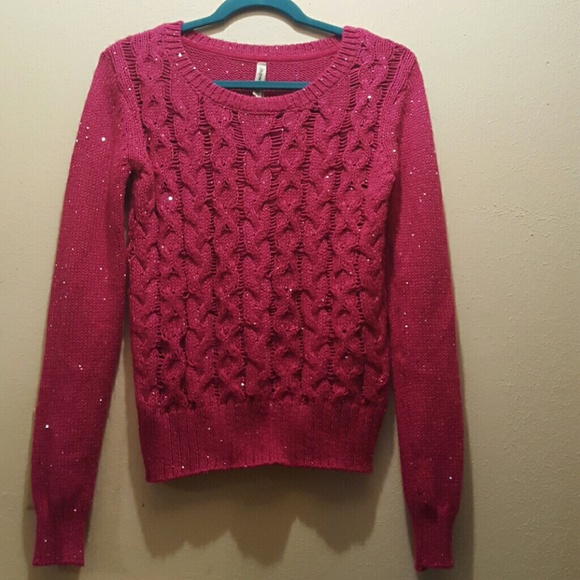 dark pink cable knit sweater - Picture 1 of 4