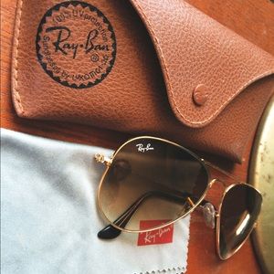 Tan RayBan Aviator sunglasses