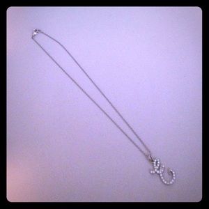 "E" initial silver necklace