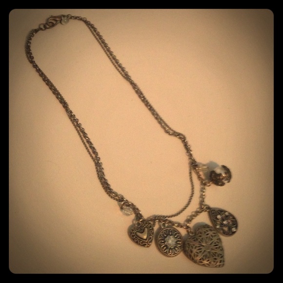 Rustic gold dangle necklace