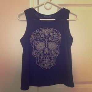 River Island Rhinestone Sugar Skull Tank Top