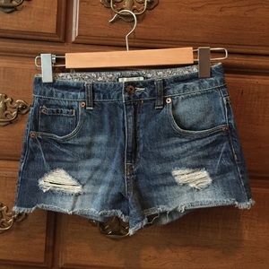 Forever 21 High-Waisted Distressed Jean Shorts