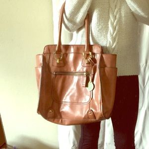 London Fog cognac tote