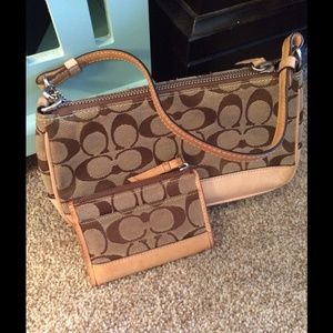 Small a coach purse with marching coin purse