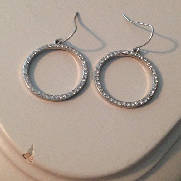 Silver diamond hoop earrings