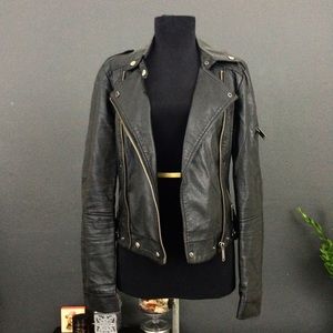 PU Leather look Moto Jacket