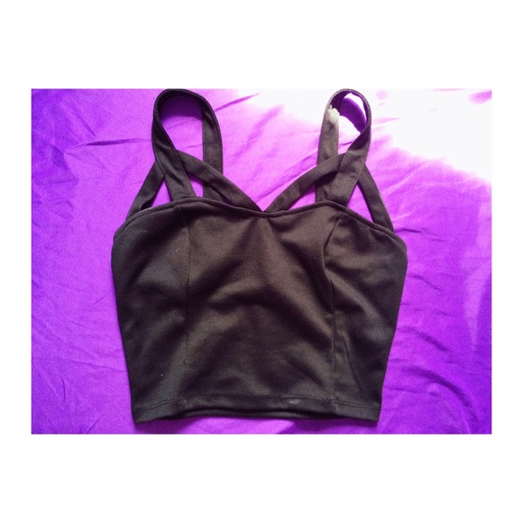 🚫SOLD ON MERCARI🚫NWOT black strappy crop top