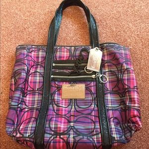 Coach Poppy Plaid Tote