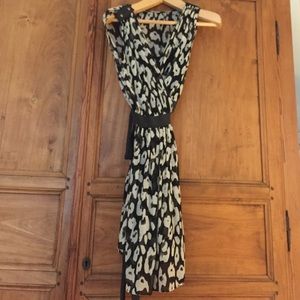 Sz 6 Club Monaco Sheer Wrap Dress with Slip