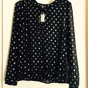 The Limited Black Sheer Blouse with Gold