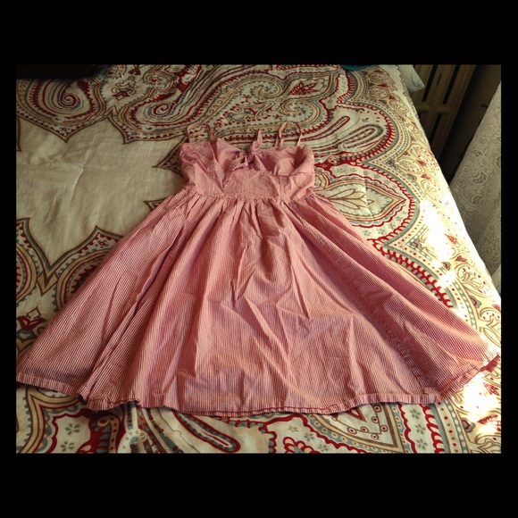 Pinup style red and white striped sundress