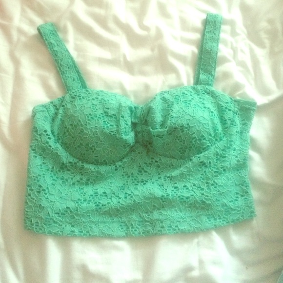 Mint lace bralette/crop top