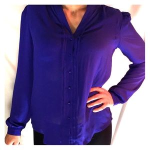 Purple sheer long sleeve LOFT button down NWOT