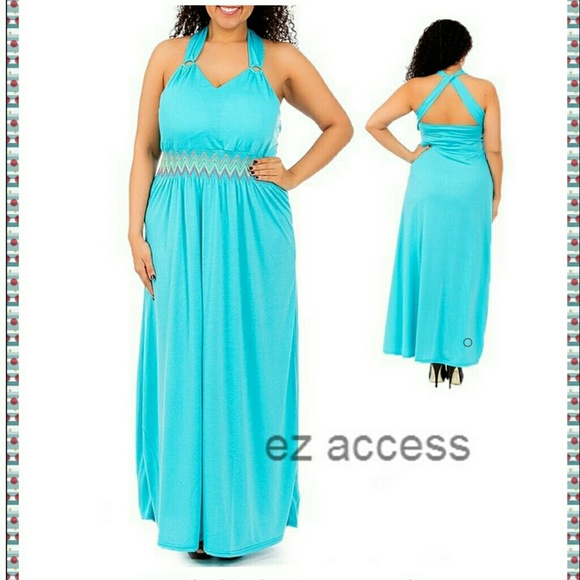 SALE Plus size  halter summer sun maxi dress - Picture 3 of 4