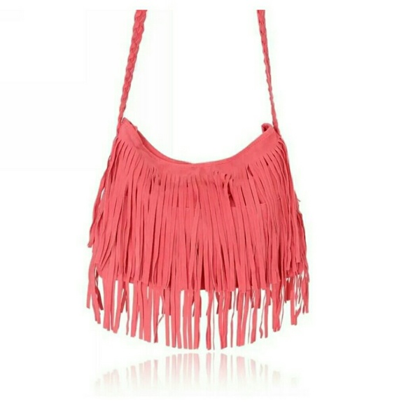 Handbags - Reserved Hot pink boho fringe purse