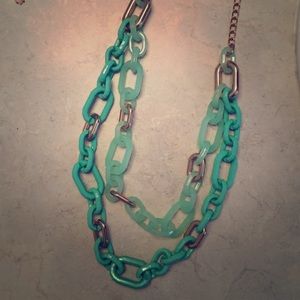 Mint and Gold Oversize Chain Link Necklace
