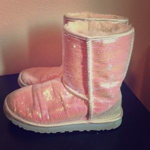 Size 9 pink sparkly UGG boots