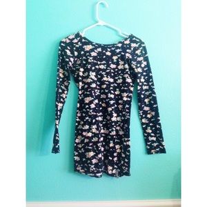 floral long sleeve shirt mini dress