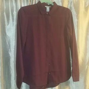 Maroon sheer blouse