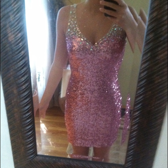 Pink sequined homecoming dress!