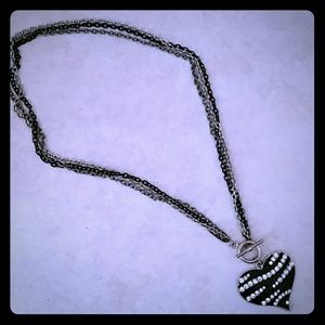Black heart necklace with rhinestones♥