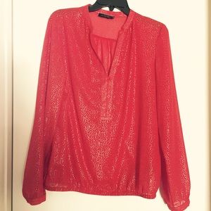 The limited-Red sheer blouse with gold