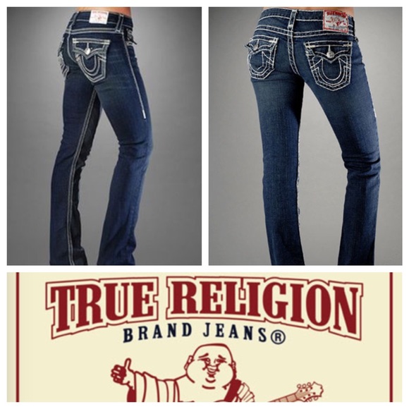True Religion Boot Cut Jeans with white stitching