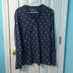 Men's Double Paisley Indigo Henley