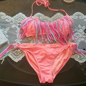 OP neon fringe bathing suit
