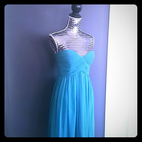 Bridesmaid Dress- Strapless Aqua Chiffon