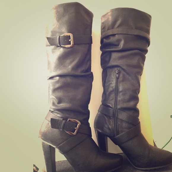 Black Carlos Santana knee high boots