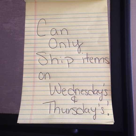 Due to my hours at work these are days I can ship