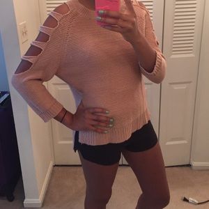 Baby Pink Cold Shoulder Sweater