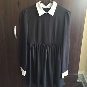 Peter Pan collared black and white dress