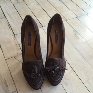 Ralph Lauren Brown Suede Purple Label Loafer Pumps