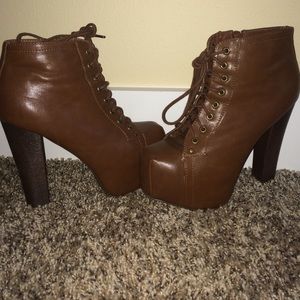 Brown Leather Heel Booties