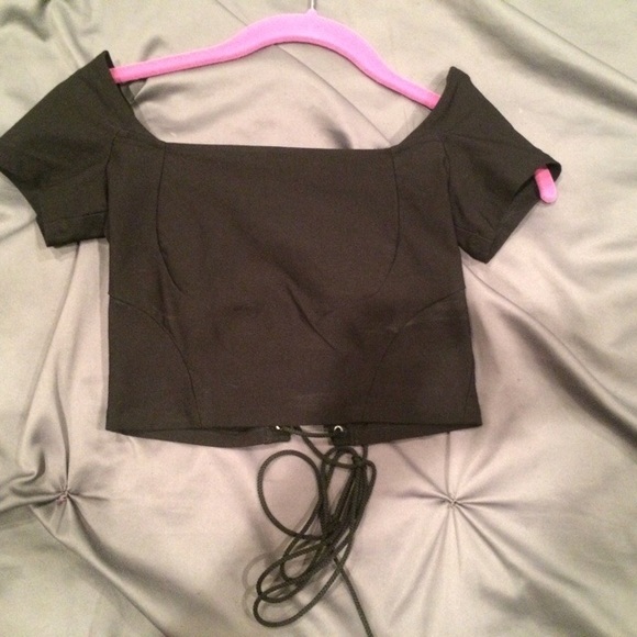 NASTY GAL black lace up back crop top