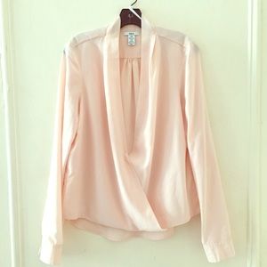 Plunging wrap blouse- Soft Pink