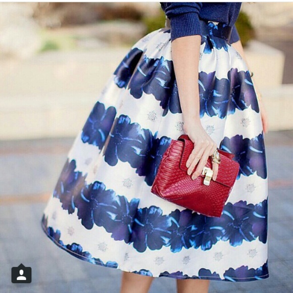 Blue Dahlia Midi Skirt - Picture 2 of 2