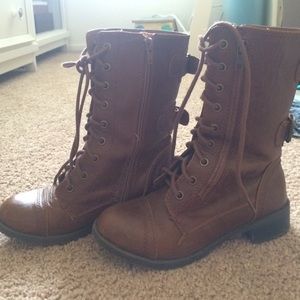 brown combat boots