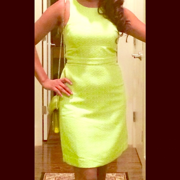 NWOT jcrew Jacquard dress in white & green!